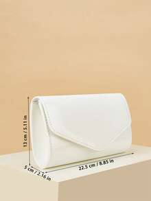 REMANLAND Luxury PVC Solid Color New Women's Clutch Bag, Charming Fashion Flap Party Evening Bag, Perfect Wallet Design, Built-In Hidden Card Slot Compartment, Detachable Metal Chain Shoulder Strap, Suitable For Parties, Evening Events, Gatherings, Weddings And Other Occasions. - White - View 4