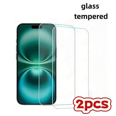 Bộ 2 miếng dán màn hình cường lực, chống trầy xước, chống sốc, chống nước, chống vỡ, cảm ứng mượt mà, tương thích với iPhone 11/12/13/14/15/15Pro/15Plus/15Pro Max/16/16Pro/16Plus/16Pro Max, độ phân giải cao, không bọt khí, chống trầy xước.