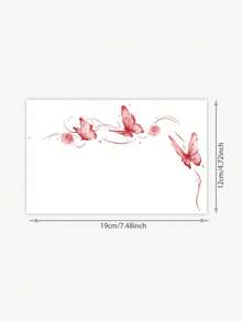 1pc Washable Wine Red Watercolor Butterfly & Rose Temporary Tattoo, Waterproof Long-Lasting, Ins Style Collarbone/Neck Decor Sticker, Easily Apply & Remove, Lasts 2-3 Days - Red - View 5
