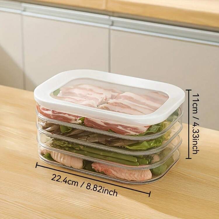 Contenedor de carne para frigorífico, contenedores apilables de almacenamiento de cortes en frío con tapas transparentes para carne de deli, tocino, queso y preparación de comidas - 1.ª planta - Añade 10