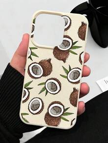 Capa de Telefone em Couro Sintético Premium com Estampa Tropical de Coco em Estilo de Esboço de Resort, À Prova d'Água e à Prova de Poeira, Capa Macia Compatível com iPhone 17/16/15/14/13/12/11/Pro/ProMax/X/XR/XS/XSMAX/7/8/PLUS/Air/Se2/3, Presente Ideal de Aniversário e Feriado para Amigos, Família, Casais e Você Mesmo - Branco - Visão 5