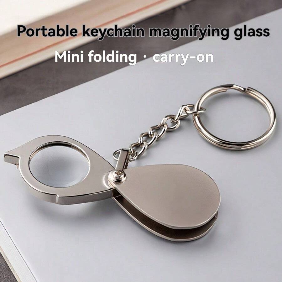 20X High Definition Magnifier To Enhance Your Vision, Sturdy Gold Metal Structure, Perfect For Reading And Exploring Nature, Essential Accessory For School And Office, Portable Folding Keychain Magnifier, Steady Magnification