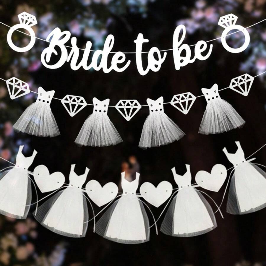 1組「Almost Bride」心形婚禮橫幅，新娘派對心形橫幅，單身女派對裝飾橫幅，婚禮新娘派對裝飾，訂婚派對裝飾，房間裝飾