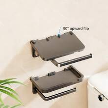 Self-Adhesive Wall-Mounted Toilet Paper Holder With Storage Shelf, Suitable For Storing Tissues, Air Fresheners, Phones, Etc. Ideal For RV Bathrooms And Regular Bathrooms. Bathroom Toilet Paper Rack, Bathroom Accessories - Multicolor - View 6