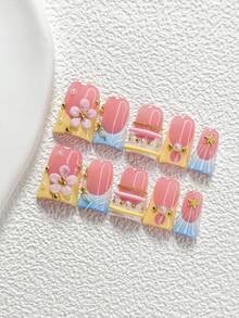 10Pcs Sweet Girly Style Handmade Nail Art Set,Unghie Press On,Starfish, Chain Nail Art Accessories,Hand Pinched Five Petal Flower Nail Art Decorations,Yellow And Blue Nail Polish,Cute And Exquisite Style,Comes With Nail Tools(1 Sheets Jelly Stickers+1PC Nail File)3 Sizes Available,Almond Nails, Duck Nails,Coffin Nails,Suitable For Reunion,Daily,Party,Photograph,Play,Spring Summer,Commute Supplies Nails - Nhiều màu - Xem 13