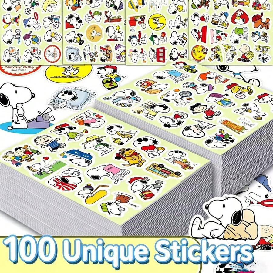 100 miếng dán hình hoạt hình Snoopy, miếng dán dành cho trẻ em, miếng dán trang trí tự làm, phù hợp cho mọi trường hợp, dán lên ốp điện thoại, sổ tay, nhật ký tự làm và các vật dụng trang trí khác. - Nhiều màu - Xem 1
