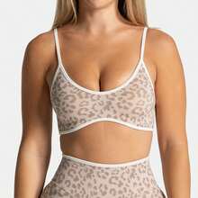 New Leopard Print Contrasting Color Trim Yoga Bra, Shockproof Sports Tank Top, Outdoor Back-Beautifying Fitness Underwear - Black - View 5