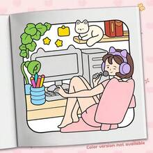 時尚女孩生活著色本，以可愛美麗女性的日常生活為主題，適合放鬆與創意表達，適用於成人與青少年，感恩節、復活節、聖誕節和生日禮物 - 單件 - 查看 4