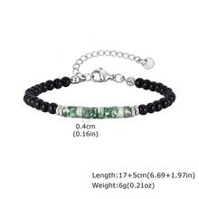 1 chiếc vòng tay tối giản bằng thép không gỉ với hạt ngọc lam xanh và mã não đen dành cho nam giới, quà tặng Ngày của Cha. - 2925 - Xem 4