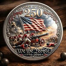 3D浮雕纪念币：美国独立250周年（1776-2026）- 双面收藏币，适合收藏家和历史爱好者，历史纪念礼品，也是250周年纪念礼品，是圣诞节、万圣节、情人节礼物和展示的理想选择。 - 銀色 - 查看 5