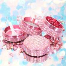 Pink Rhinestone Herb Grinder 4-Layer Bling Crystal Grinder-40mm - Pink - View 8