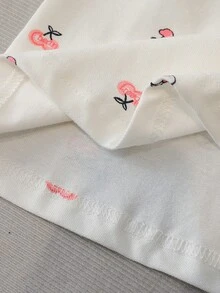 女童经典学院风全印花短袖T恤，夏季 - 白色 - 查看 5