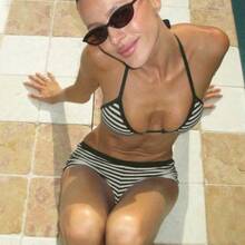 Fashionable And Fresh Multi-Color Striped Halter Neck Tie-String Bikini Set With Square-Cut Bottoms - Blue - View 3