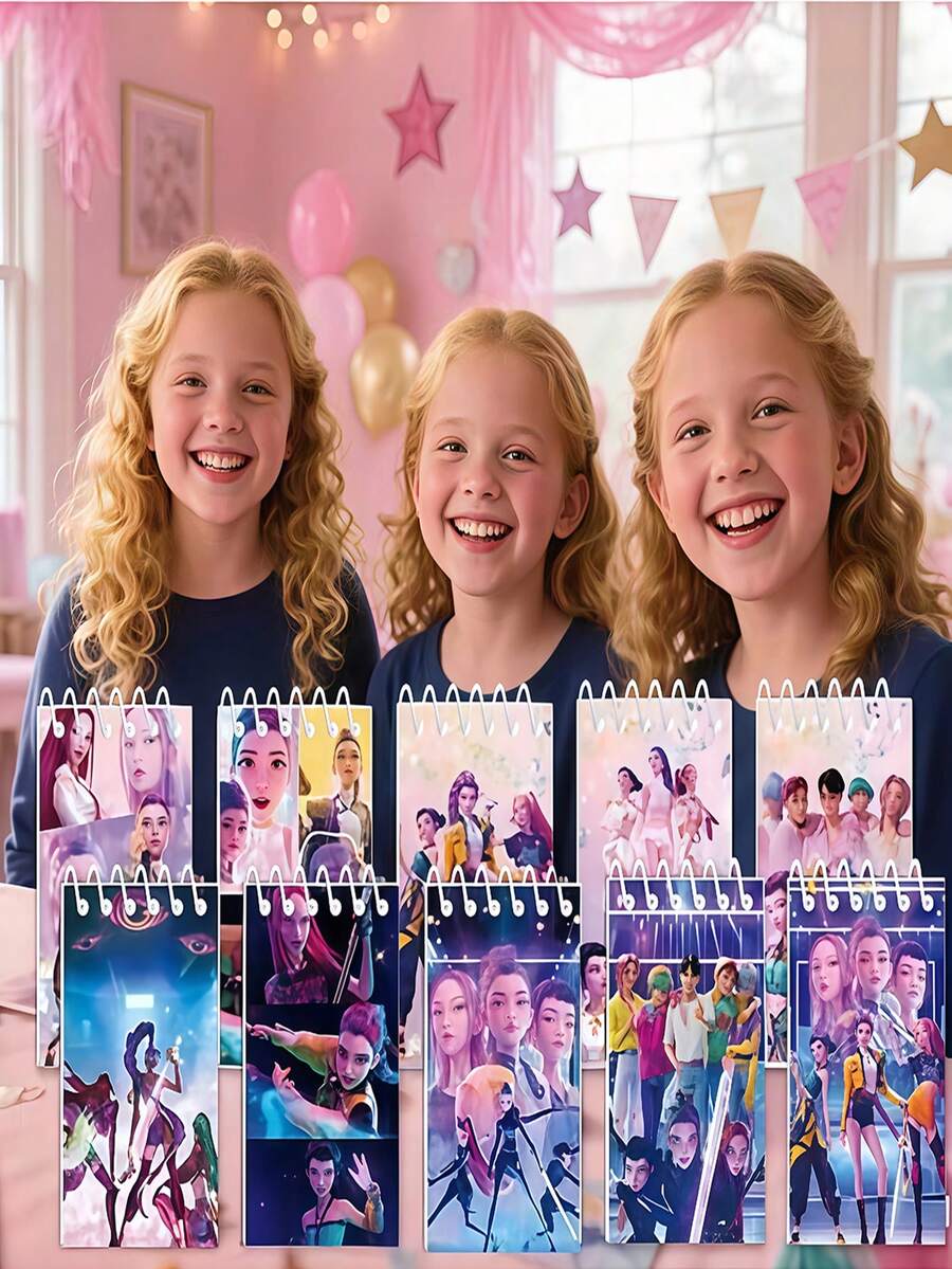 10 cuốn sổ tay mini xoắn ốc KpopDemonHuntes K-Pop, sổ ghi nhớ, quà tặng cho bữa tiệc chủ đề thần tượng. - Nhiều màu - Xem 1