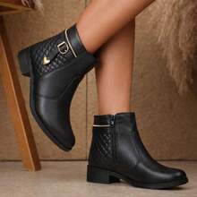 Women's Ankle/Mid-Calf Boot With Zipper, Exclusive Fashion For Rodeos, Parties, And Winter - 黑色 - 查看 1