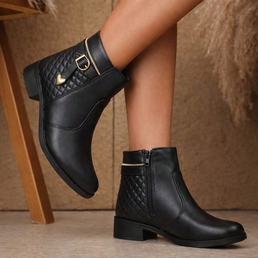 Women's Ankle/Mid-Calf Boot With Zipper, Exclusive Fashion For Rodeos, Parties, And Winter - 黑色 - 查看 1