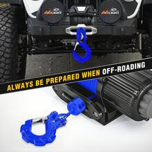 Nilight Forged Steel Winch Hook 3/8" Grade 70 Safety Latch Winch Cable Hook Stopper & Clevis Slip Hook Sets, Included Allen Wrench,Max 35,000 Lbs, Blue - B - View 1