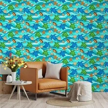 Hình dán tường PVC họa tiết rùa, sao biển và sóng biển, trang trí phòng khách, lối vào nhà. - 60039+XHQZ - Xem 2