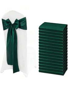 10pcs Satin Chair Sash Bows, Silk Wedding Chair Bows, Silk Dining Chair Sash Decorative Bands, Suitable For Family Gatherings, Kitchen & Dining Room, Banquets, Birthday Parties, Baby Showers, Bridal Showers, Hotel Parties, Etc. - Multicolor - View 3