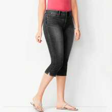 Leggings de mezclilla para mujer, pantalones elásticos ajustados para levantar glúteos, Capri, moda de verano, 2023 - Negro - Ver 4