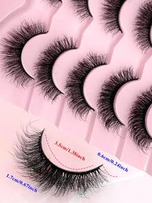 ENCHUW 5 Pairs 3D Fake Eyelashes Natural Lashes Natural Look Short False Eyelashes Pack Reusable False Lashes Soft Wispy Lashes Fluffy Eye Lashes - Black - View 2