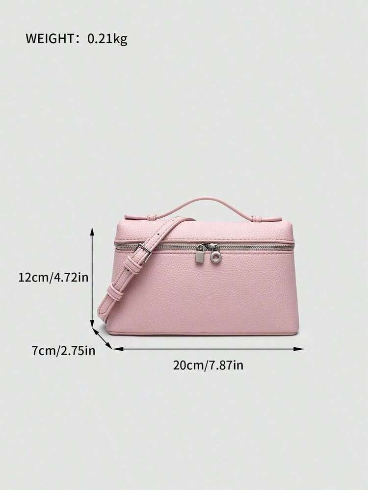 1 pieza Bolso de hombro cuadrado de unicolor con textura de grano de litchi en PU, bolso de mano pequeño para mujer, adecuado para combinar con la moda diaria, salidas, compras, fiestas, bolso de viaje elegante para mujer, regalo ideal para el Día de San Valentín, cómodo y de moda, bolso de estilo elegante, opción de regalo personalizada, accesorio 2025, estilo de moda adecuado para todas las ocasiones, sensación de lujo asequible, bolso de fiesta rebelde, muy adecuado para fiestas, bodas, bailes, cenas/banquetes, bolso elegante para mujer - Rosa - Añade 3