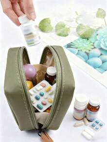Portable Mini Medicine Pouch With "Medicine Pouch" And Pill Pattern, Medicine Storage Bag, Compact Pill Organizer Box And First Aid Kit | Suitable For Daily Use, Outdoor Activities, Dormitory Portable Medicine Storage | Multi-Functional Fabric Emergency Kit, Suitable For Health-Conscious Use Anytime, Anywhere, Suitable For Travel, Outdoor Activities, Birthday Gifts, Holiday Souvenirs, Back To School Gifts, Graduation Gifts - Multicolor - View 5