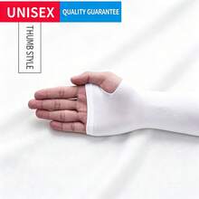1pc Unisex UV Protection Sun Protection Arm Sleeves, Breathable Cool Ice Silk Long Cooling Sleeve, Thumb Hole Design Stretch Sun Shield Arm Covers, Multi-Color Lightweight Arm Guards For Driving Outdoor Sports - 30*8.8cm - View 5