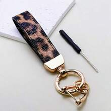 Fashionable Unisex Leopard Print Leather Keychain // Elegant Ladies' Leather Strap Key Chain, Fit For Any Vehicle - Multicolor - View 23