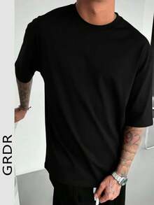 GRDR 男士时尚宽松短袖T恤 | 精致设计 | 夏季必备 | 百搭易配 | 展现你的风格 - 黑色 - 查看 3