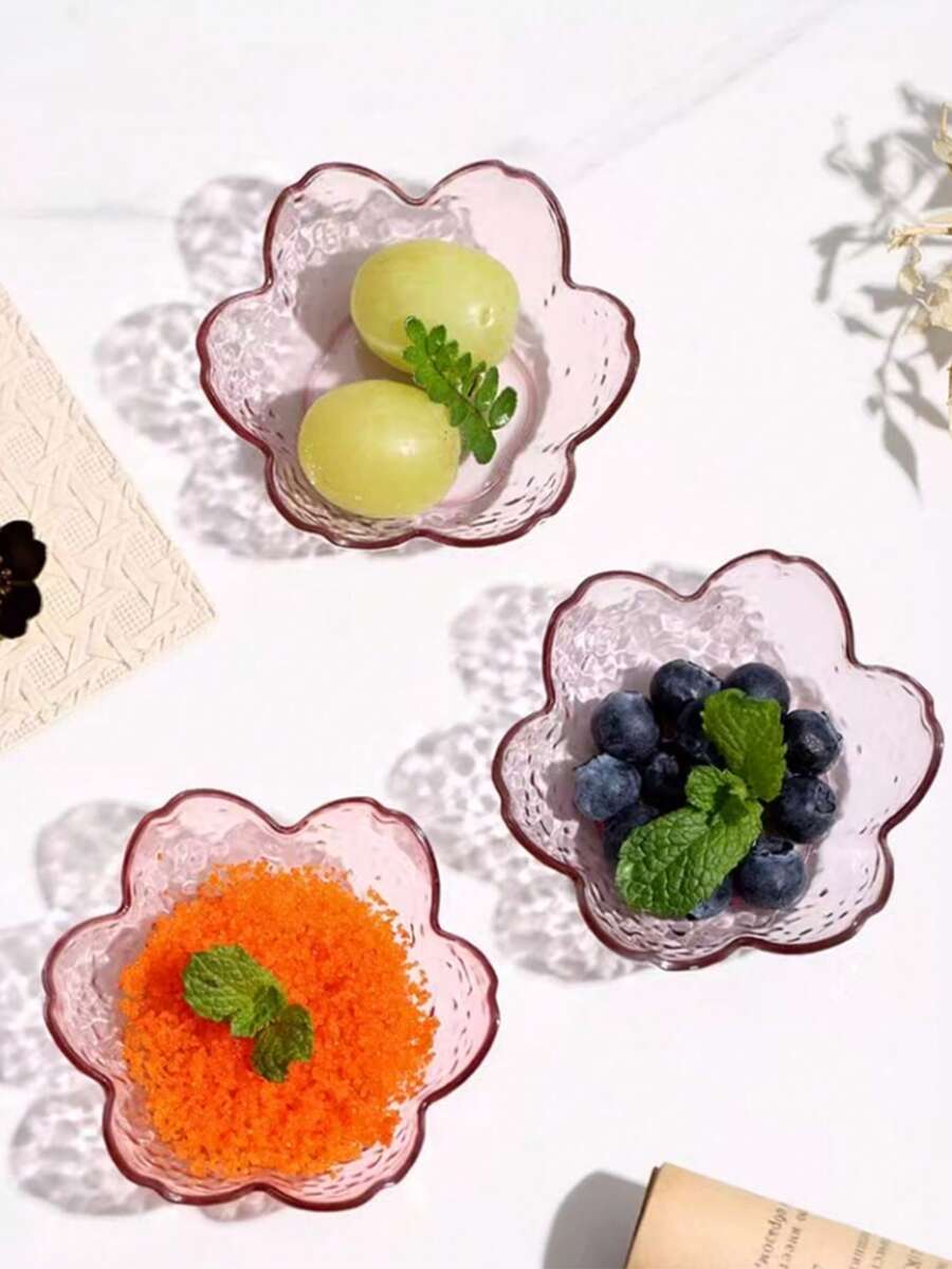 1/3/5件套樱花水晶酱料碟套装，粉色塑料小调味蘸酱碗，适用于酱油、冰淇淋、小吃等 - 彩色 - 查看 1