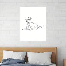 Enmarcado 1 pieza de lámina de arte lineal de perro Labrador - Dibujo minimalista de Labrador Retriever de una sola línea, póster de lienzo  para oficina en casa, dormitorio, sala de estar - Decoración de pared de perro escandinava y moderna, fácil instalación con gancho, regalo para amantes de las mascotas, plano 2D, perfecto para - Enmarcado - Ver 3