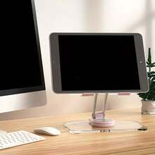 1pc Minimalist Acrylic Phone Stand, Waterproof Design, 360° Rotation, Tablet Universal Holder, Portable Foldable Desktop Stand With 360-Degree Adjustable Rotation, Suitable For Exercise, Video Watching And Facetime Calls, Compact And Foldable Design For Easy Carrying - Acrylic - View 5