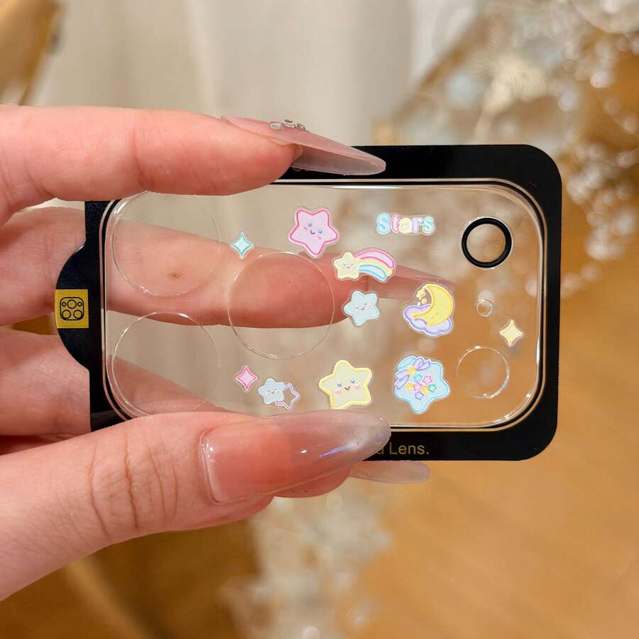 Pegatinas de luna y arcoíris + Película protectora para lente a prueba de arañazos y golpes, compatible con iPhone 17 Pro Max/17 Pro, material de alta calidad, calidad de primer nivel, película protectora de lente de teléfono con estilo, accesorios para teléfono