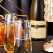 5/10个装 9盎司无柄金边香槟杯，防碎材质，晶莹剔透，是派对、毕业典礼、婚礼、生日等场合的理想之选。一次性/可重复使用，晶莹剔透，是祝酒的理想之选。 - 查看 10