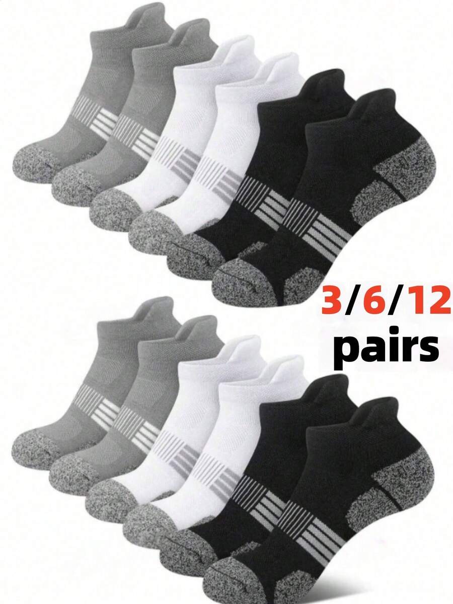 30 Pairs New Black, White, Gray Men's Short Socks, Thin Knit Sports Socks, Breathable Quick-Dry Durable Short Socks, Men's Invisible Socks - Multicolor - View 1