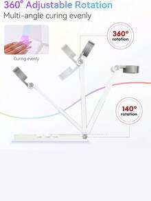 1个可折叠360°旋转无线UV美甲灯支架，适用于家庭美甲沙龙凝胶指甲油涂抹 - 彩色 - 查看 3