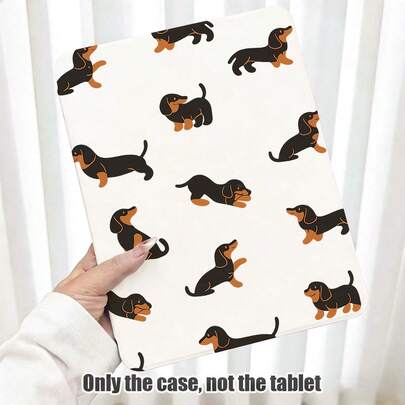 1 chiếc ốp lưng da PU họa tiết chó Dachshund, bảo vệ bàn làm việc, có chân đế xoay 360° và khe cắm bút, chức năng tự động bật/tắt màn hình, phù hợp với các dòng máy phổ biến của Apple/Honor/, món quà tuyệt vời cho mùa tựu trường, ngày lễ tình nhân và các dịp lễ khác.