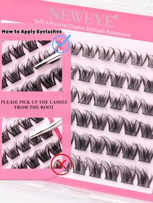 Neweye 60 cụm mi giả đã dán sẵn, độ cong D, dày và rậm, kích thước 10-16mm, tự làm mi nối, mi mắt mèo dày, không cần keo, mi rời, vẻ ngoài tự nhiên, cụm mi đen, không cần keo hoặc tẩy trang, mi giả kiểu truyện tranh, quà tặng cho phụ nữ và bé gái, dụng cụ trang điểm. - D - Xem 6