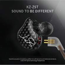 KZ ZST 入耳式耳机，1BA 1DD 双动圈有线耳机，高保真人体工学游戏耳机，带可拆卸线缆，适合歌手、音乐发烧友和 DJ 使用 - 查看 2