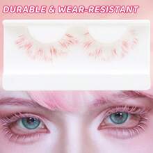 1 Pair Colorful Gradient Eyelash Fairy Korean Style Full Strip False Eyelashes, Transparent Stem Lashes - Colored-4-1 - View 5