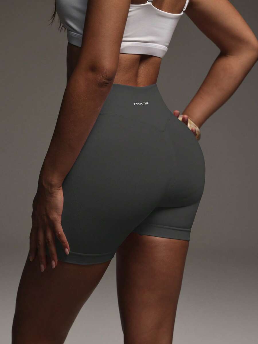PinkTip Women's Solid Color Cycling Shorts, Suitable For Running, Yoga Sports - Dark Grey - View 1