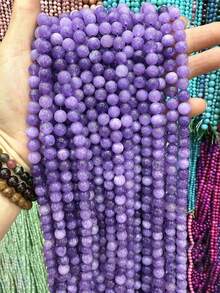 6/8/10mm Natural Stone Beads, Purple Stone, Spodumene, Tiger Eye Agate, Elegant Round Loose Beads, Energy Stone, Suitable For Prayer Beads, Yoga, Jewelry Making Accessories - Multicolor - View 2