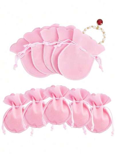 10pcs Velvet Drawstring Jewelry Bags, Velvet Jewelry Pouches For Wedding Party, Gourd Shaped Drawstring Jewelry Gift Bags, Soft Touch Jewelry Pouches For Necklace Bracelet Earring, Elegant Reusable Small Bag Set For Wedding Favor Bags, Gift Bags, Jewelry Bags, Mini Drawstring Bags, Suitable For Storing Necklaces, Earrings, Rings, Valentine's Day Gift Packaging, Mother's Day And Birthday Party Supplies