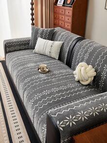 1 chiếc vỏ gối sofa họa tiết hình học Bohemian, chất liệu jacquard chenille, mềm mại, bảo vệ đồ nội thất bốn mùa, chống trượt, chống bụi, chống nhăn, bền, chống trầy xước do mèo cào, phù hợp với sofa 1-4 chỗ và sofa hình chữ L. - Xám - Xem 3