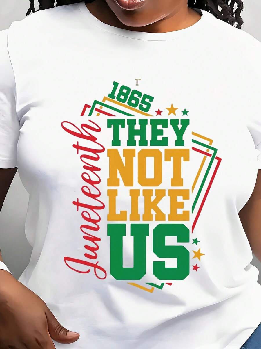 Juneteenth 1865 They Not Like Us Women's T-Shirt Casual Crew Neck Short Sleeve Graphic Tee With Bold Statement Design Perfect For Everyday Wear And Celebrating Freedom And Heritage - 白色 - 查看 1