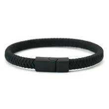 Vòng tay da thủ công thời trang 6mm, mặt dây chuyền nam châm màu đen dành cho nam giới, trang sức đeo tay. - vòng tay da có khóa từ tính - Xem 12