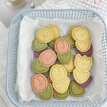 6pcs Minimalist Tulip Cookie Cutter, Cute Cartoon Flower Baking Tool, Suitable For Spring DIY Desserts And Baby Shower Party - View 1