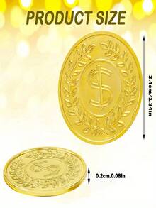50/100pcs Gold Plastic Coins, Suitable For Party Favors, Treasure Hunt Games, And Party Supplies, Color: Gold - one-size - View 4