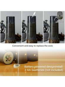 5pcs Flameless LED Candles With Timer, Flickering Candlesticks For Romantic Ambiance And Home Decor, Stable Acrylic Shell With Embedded Star String, Battery Operated Candles (Gray) - 灰色外燈串 - 查看 5